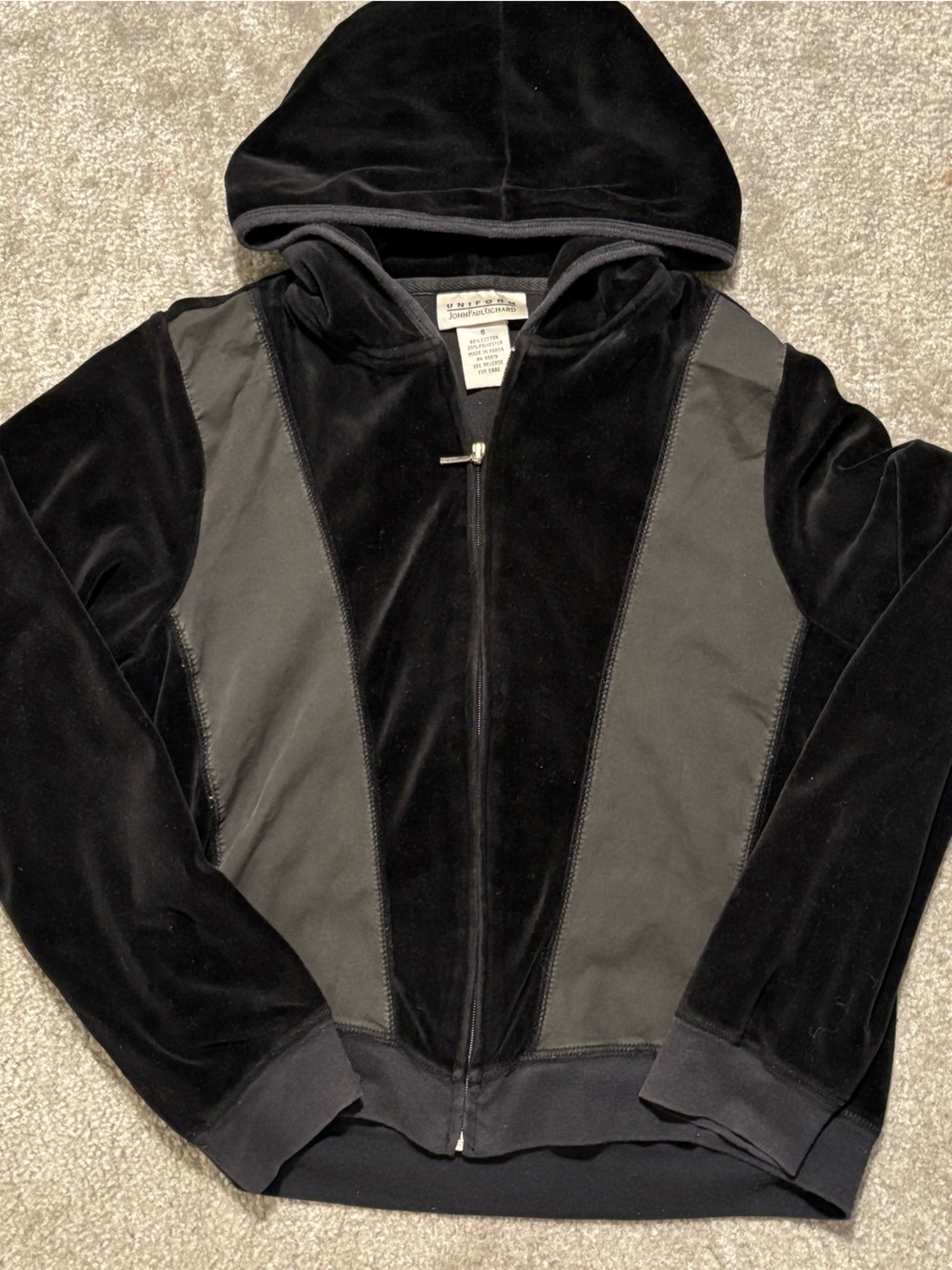 Vintage Black Velvet Hooded Jacket